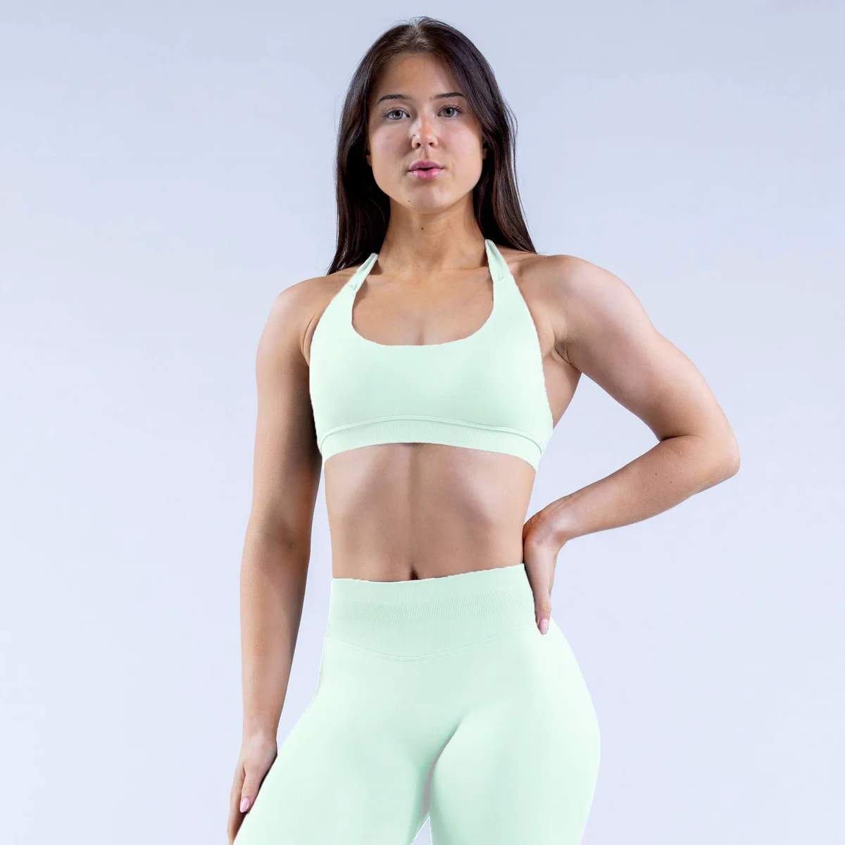 Women's clothing Yoga Bra Shockproof High Elastic Open Back Halter U Neck Seamless Sports Bra for Running Workout