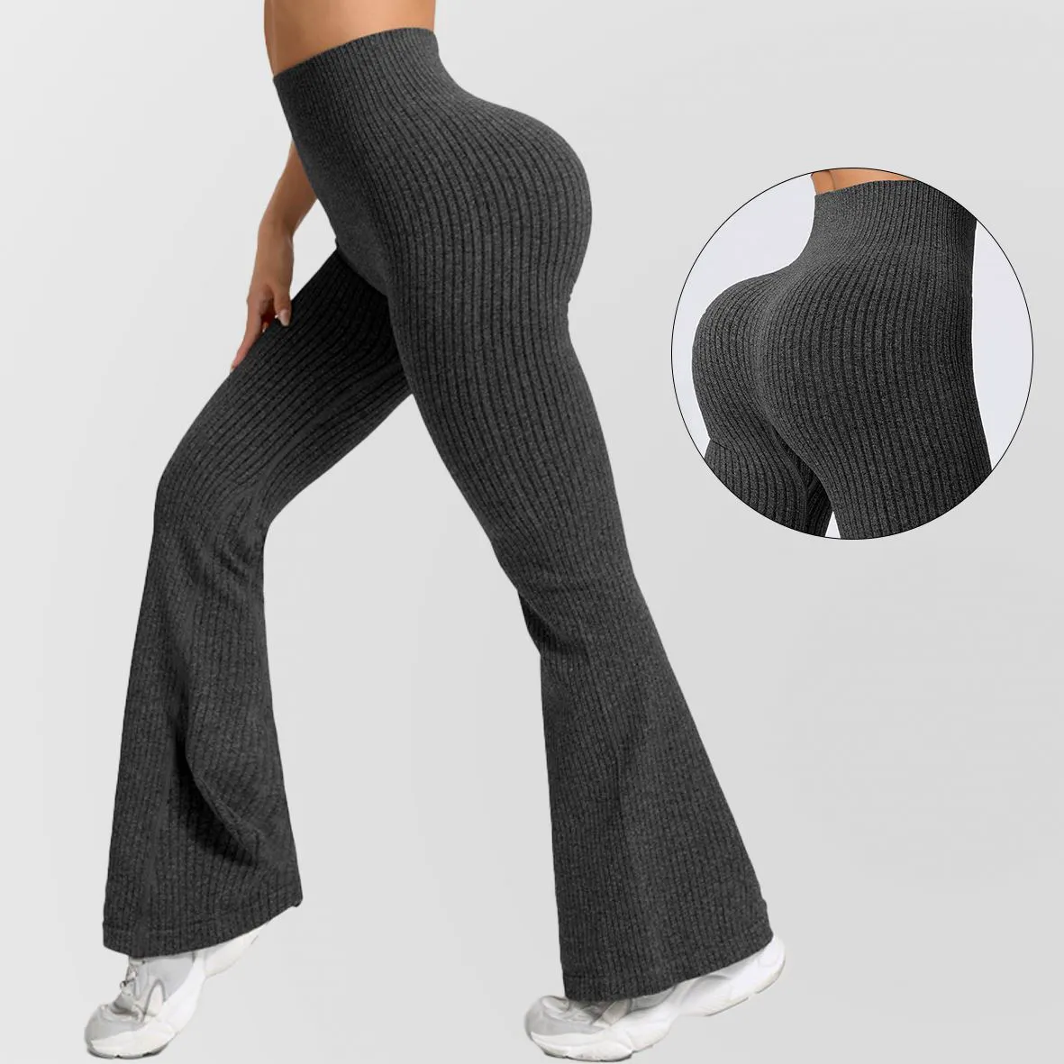 New Thread High Waist Flared Yoga Pants Hip Lifting Wide Leg Fitness Pants Breathable Skin Friendly Sports Pants