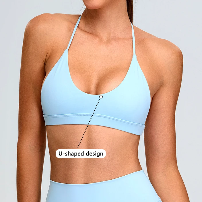 Wholesale Womens Bra Comfort Hanging Neck Bras Adjustable Straps Soft Wireless Bralette T-shaped Back Sport Yoga Bra
