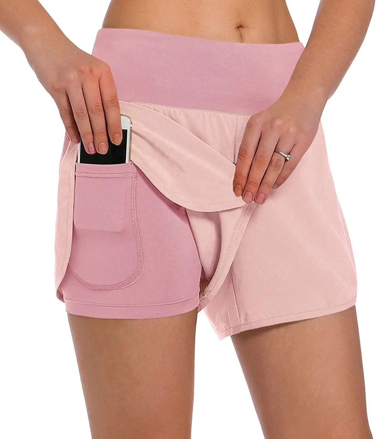 Custom High-Waisted Women's Yoga Leggings Biker Shorts Inseam Pockets Tummy Control Breathable High Waist Oxford Fabric