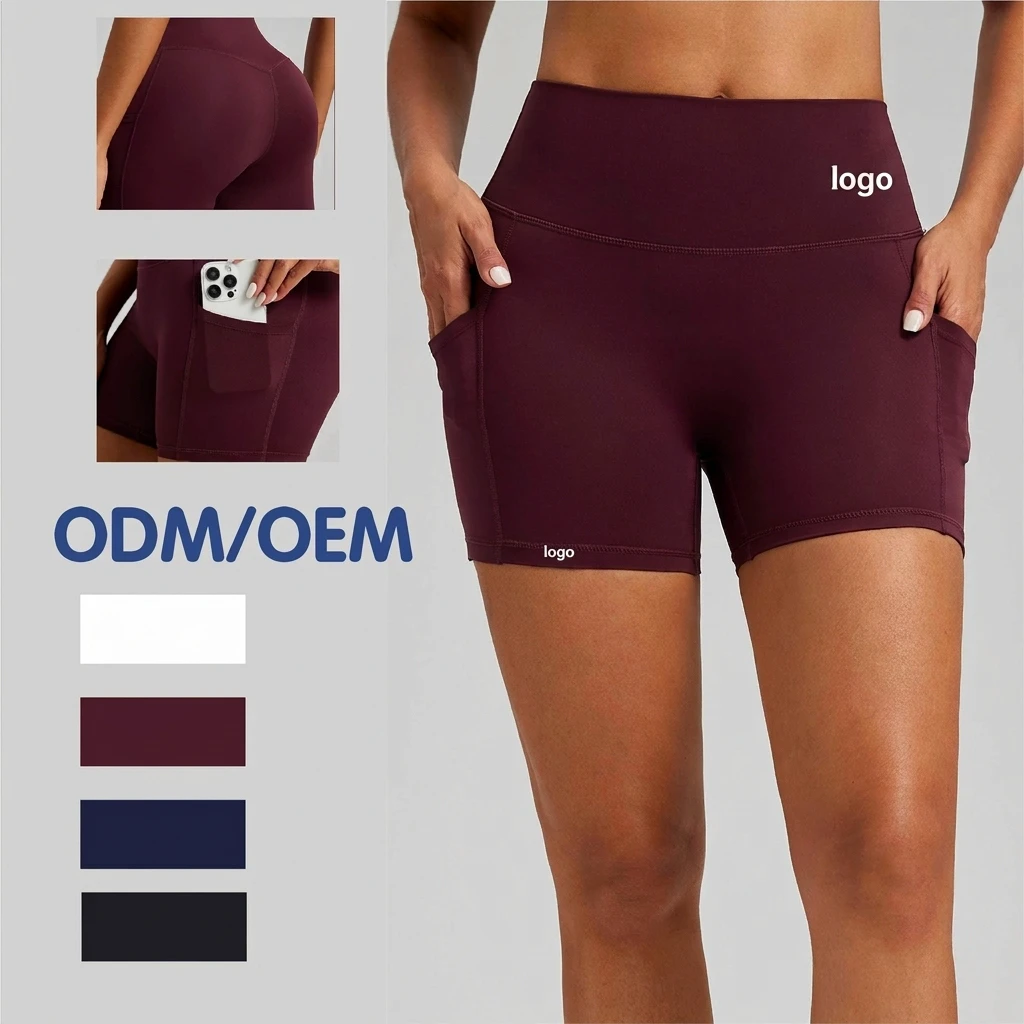 High Waist Yoga Shorts with Pockets Butt Lift for Running Gym Women Manufacturer