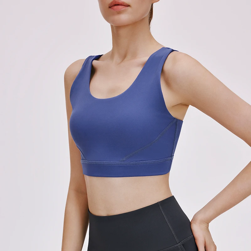 Lulu New Stitched Curve Push Pad Top Yoga Fitness Sports Bra Back Sling Cross Back High Impact Yoga Bra