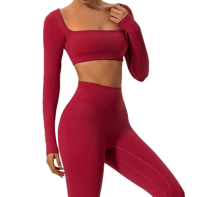 Winter Solid Color Spandex/nylon Nude Tight Yoga Suit High Waist Quick Drying Wrinkle Resistant Running and Fitness Pants