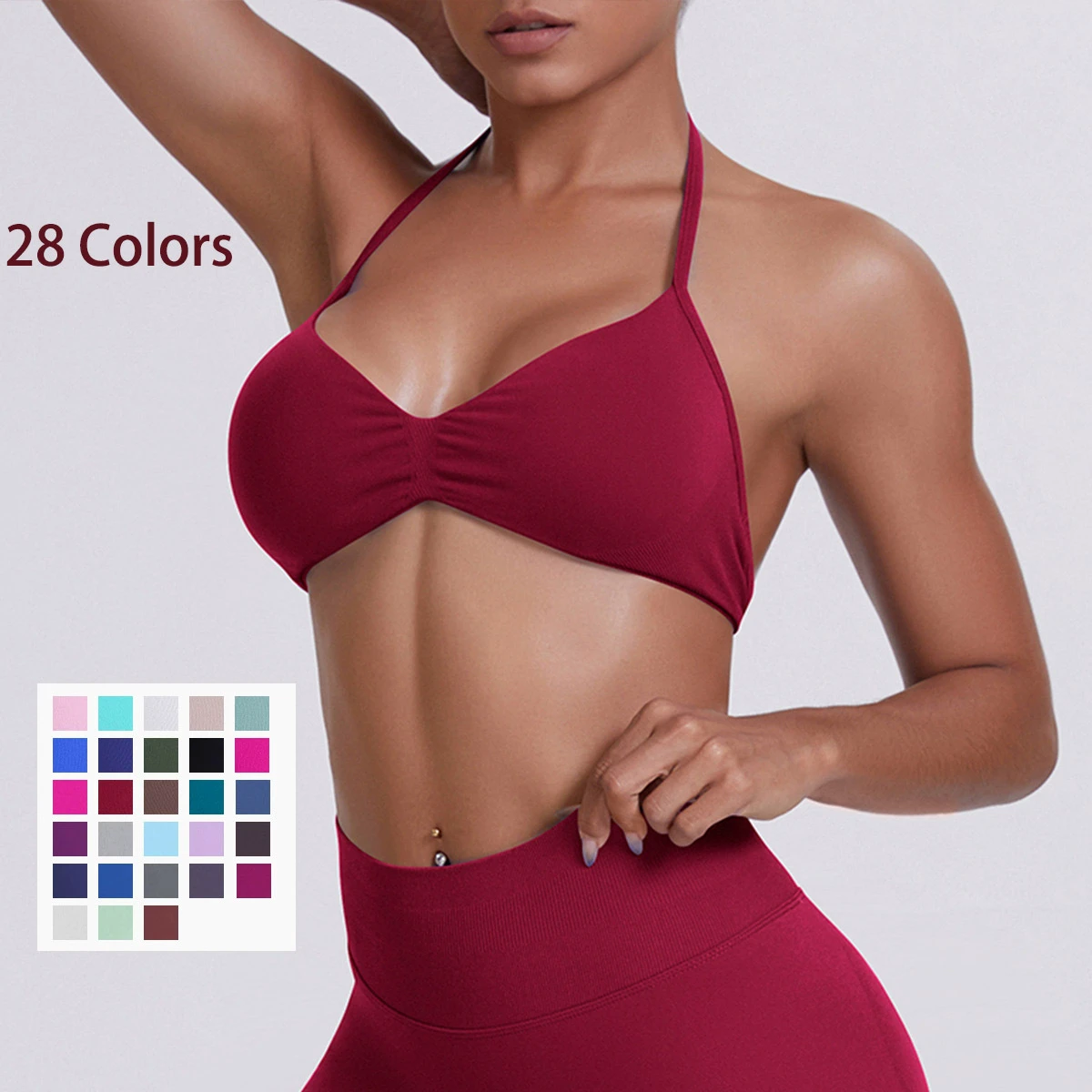 Women Lightweight Series Yoga Bras Soft U Back Workout Tops Sports Bras with Detachable Pads