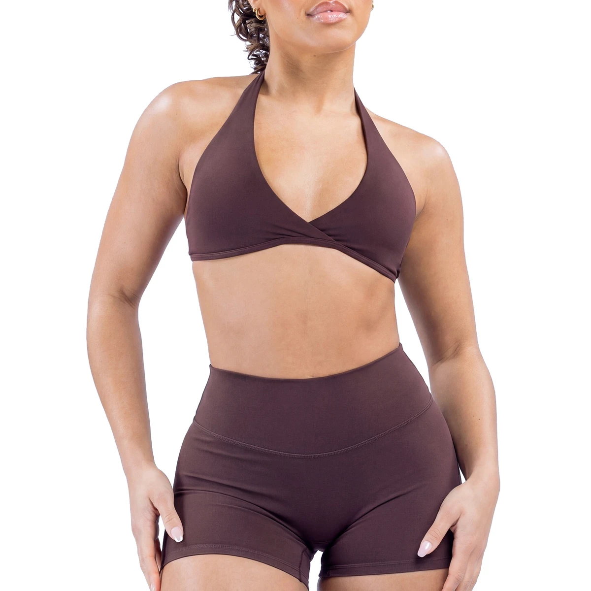 Women's Yoga & Running 2-Piece Set Backless Bra & Shorts Solid Breathable Lightweight Activewear for Pilates
