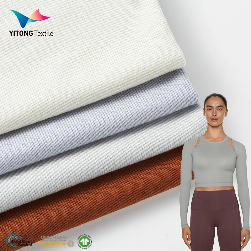 Wholesale 180 Gsm 1*1 Rib Fabric 48% Lyocell 48% Cotton 4% Spandex Fabric for Sports Bra