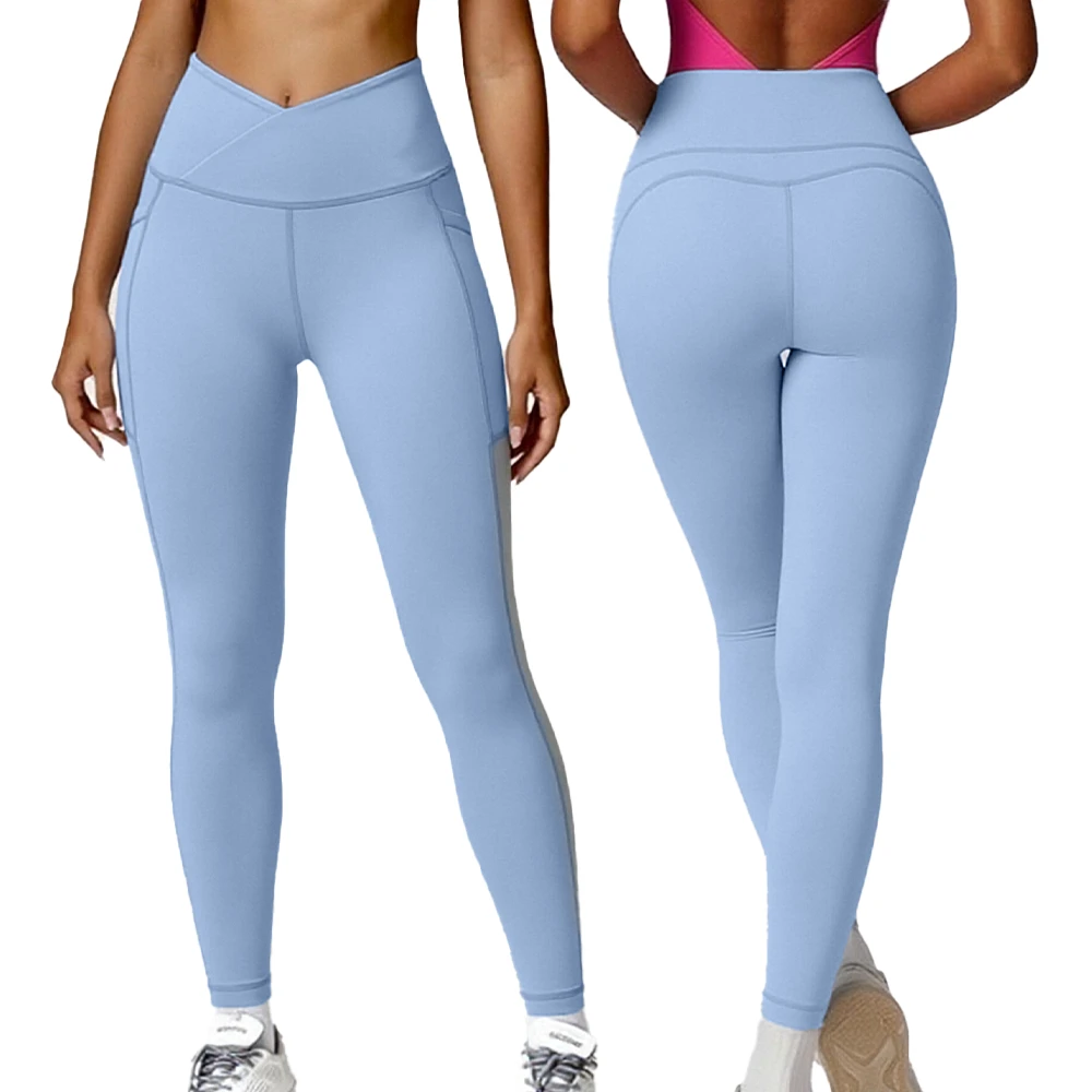 4-Way Stretch Women's Yoga Leggings with Wide Waistband & Side Pockets, Triangular Crotch Gusset Athletic Tights