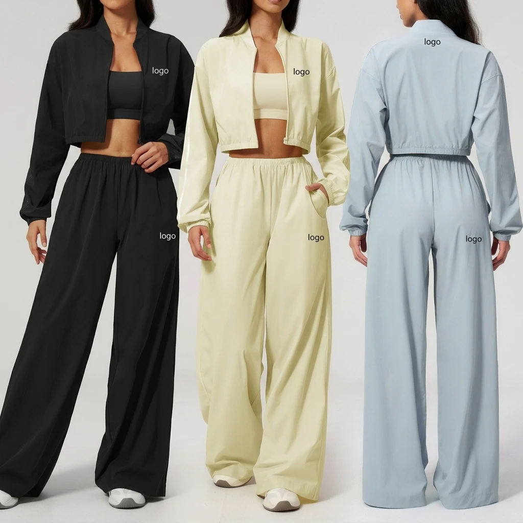 New Women's Sunscreen Quick-drying Custom High Quality UV Protection Activewear Full Zipper Hoodie Yoga Suit 2-Piece Set
