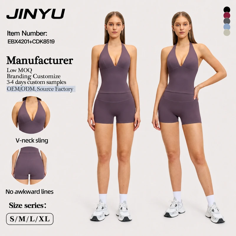 High Quality 2 Piece Fitness Clothing Sportswear Gym Short Leggings Activewear Sports Shorts Vest Women Workout Wear Yoga Sets