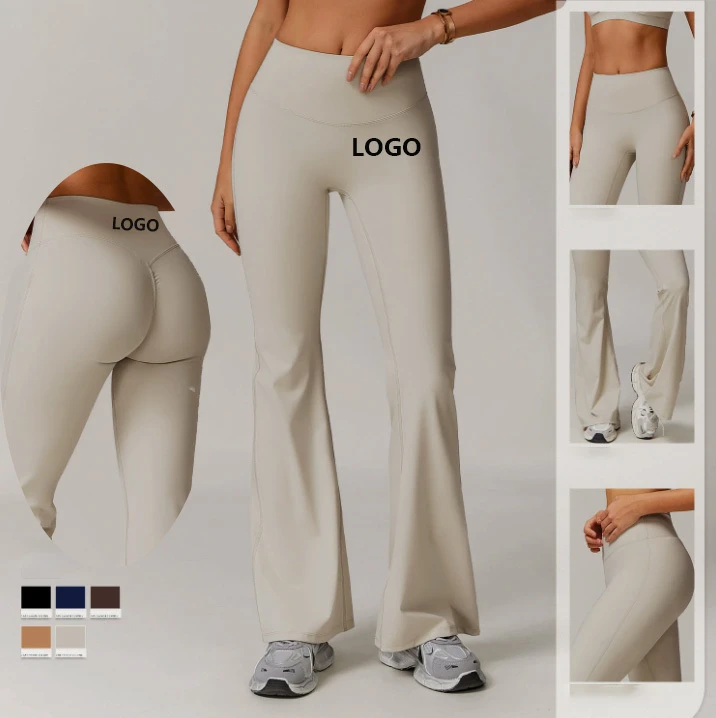 Gym Active Wear High Waist Super Stretch Flared Pants Scrunch Butt Yoga Pants Bell Bottom Leggings Women