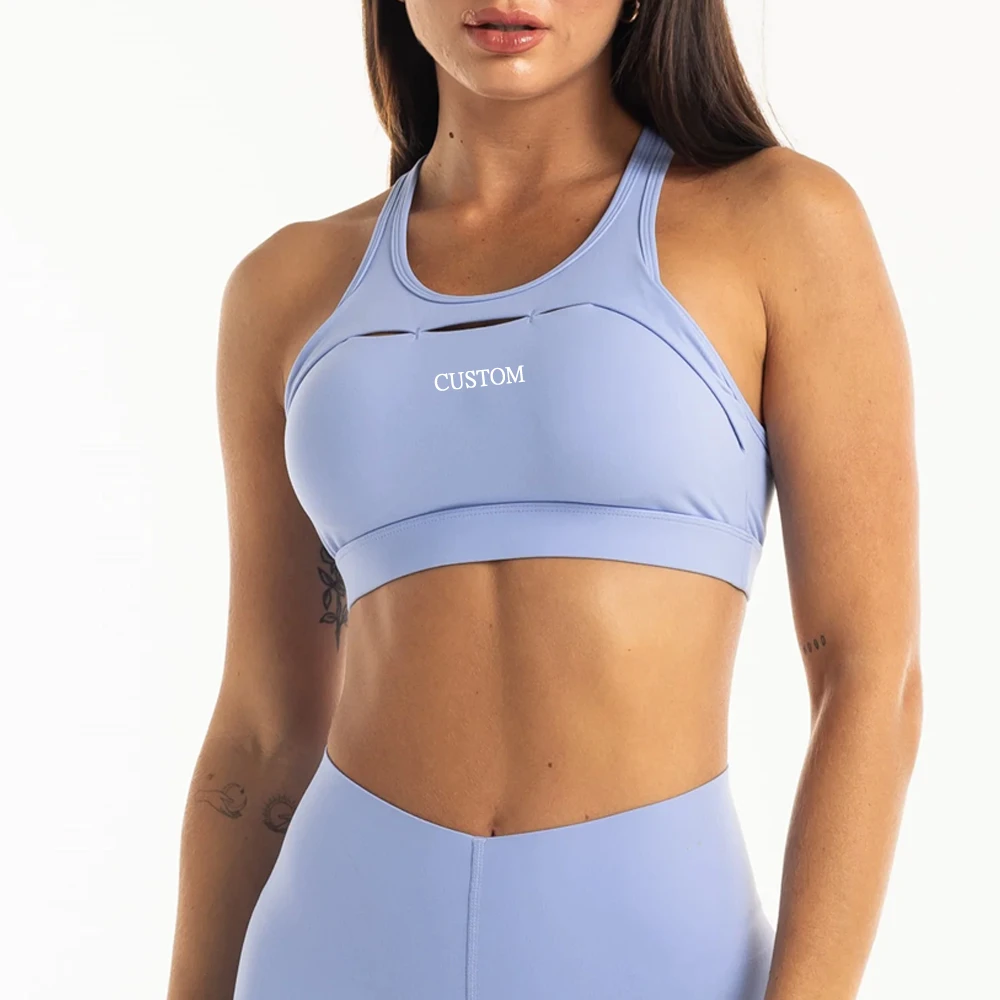 OEM Custom Logo Plus Size Activewear High for Cross Back Sports Bra Removable Pads Gym Double Layer Shockproof Yoga