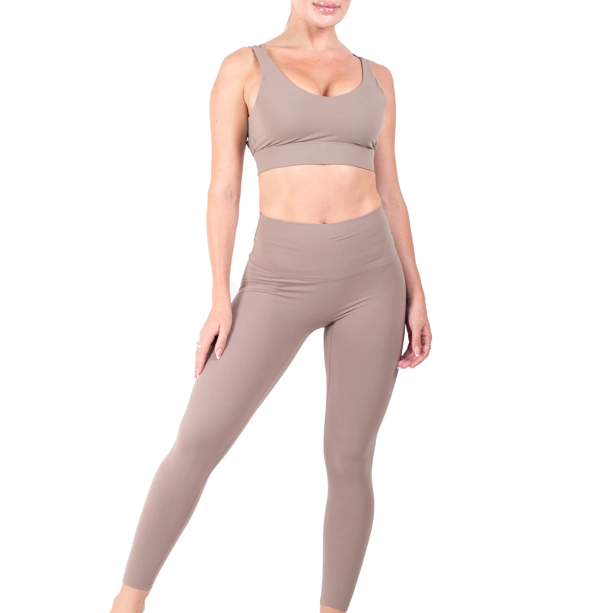New Trendy Eco-Friendly Breathable Yoga Set for Women Solid Plus Size Sports Bra and Pants with Front Logo