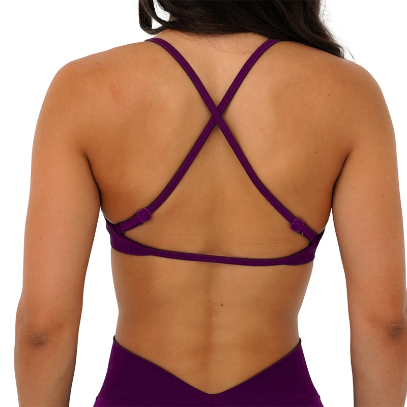 CIYING Women Adjustable Multi-way Straps Seamless Sports Bra Open Back Gym Crop Top Removable Padded Yoga Bra