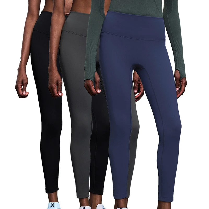 D19108-3 Outdoor Cycling Fitness Pants Women's Fleece Warm Tight Cropped Pants High Waisted and Hip Lifting Yoga Pants