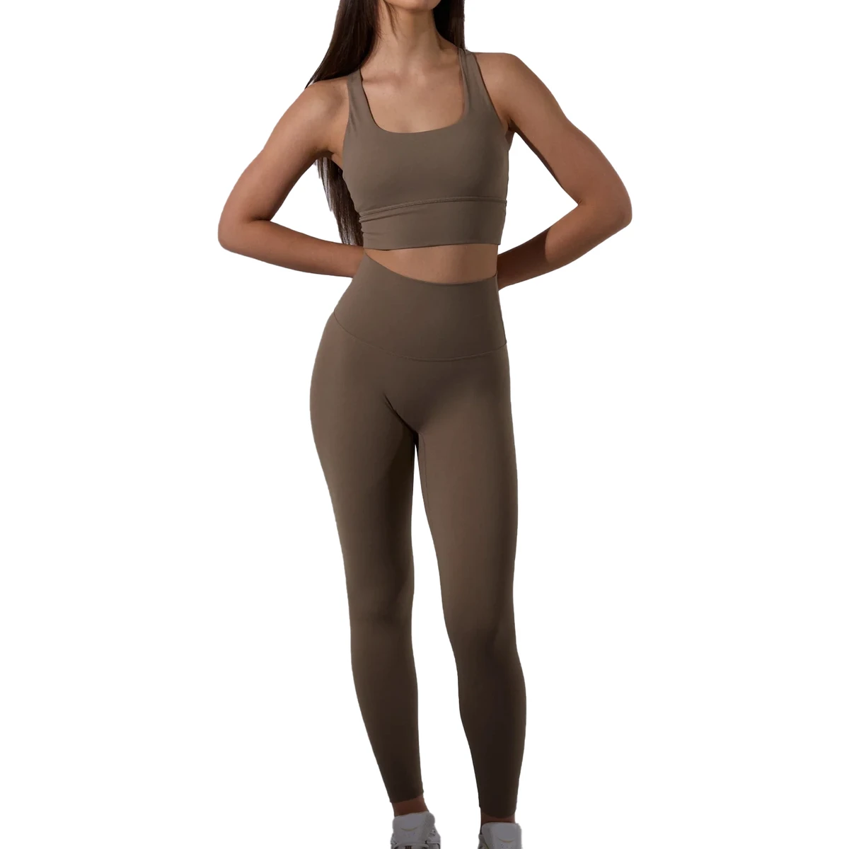 High Waist Leggings and Bra Two Piece Yoga Sets Women Workout Sets Padded Stretchy Matching Solid Colour Set Gym Workout Outfit