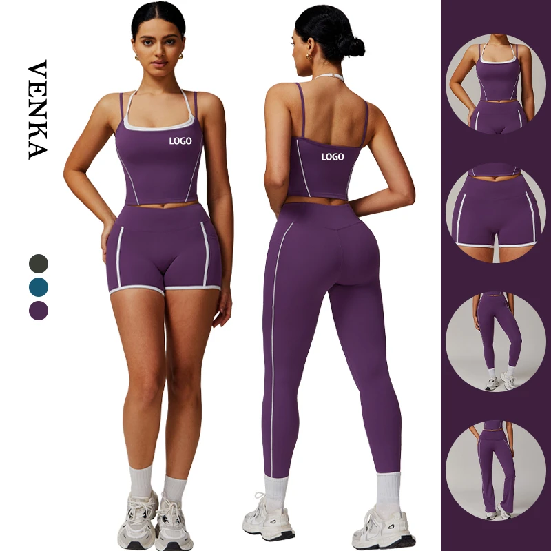 Ladies 2Pcs Sport Gym Fitness Wear Halther Crop Top Foldable High Waist Lift Butt Flared Pants Yoga Sets Plus Size Elastic Waist