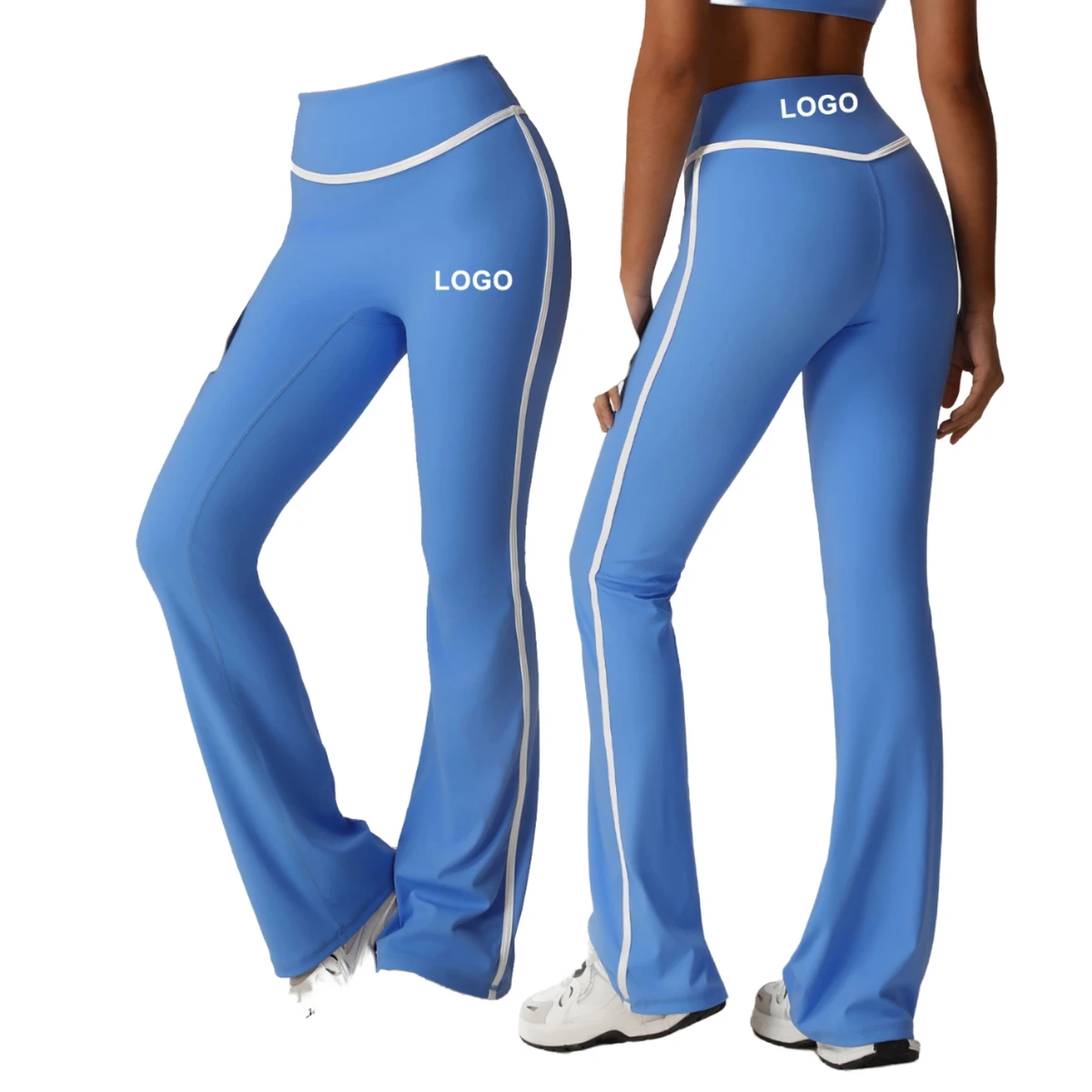 YIYI High Quality Women's Yoga Pants New Elastic High Waist Fashion Flare Leggings with Sexy Strip Butt Lift Ladies Sports Pant