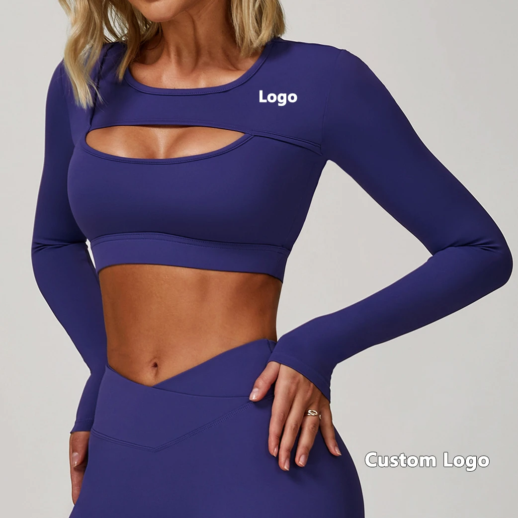Breathable Lightweight Plus Size Tight Yoga Long-sleeved Crossed High-waisted Shorts Running Fitness Yoga Bra Quick-Dry