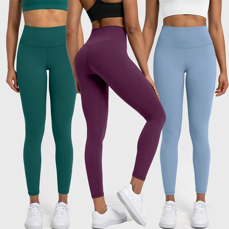 Women Nylon 66 Naked Feel High Waist Yoga Pants Quick Dry Moisture Wicking Fitness Sports Leggings