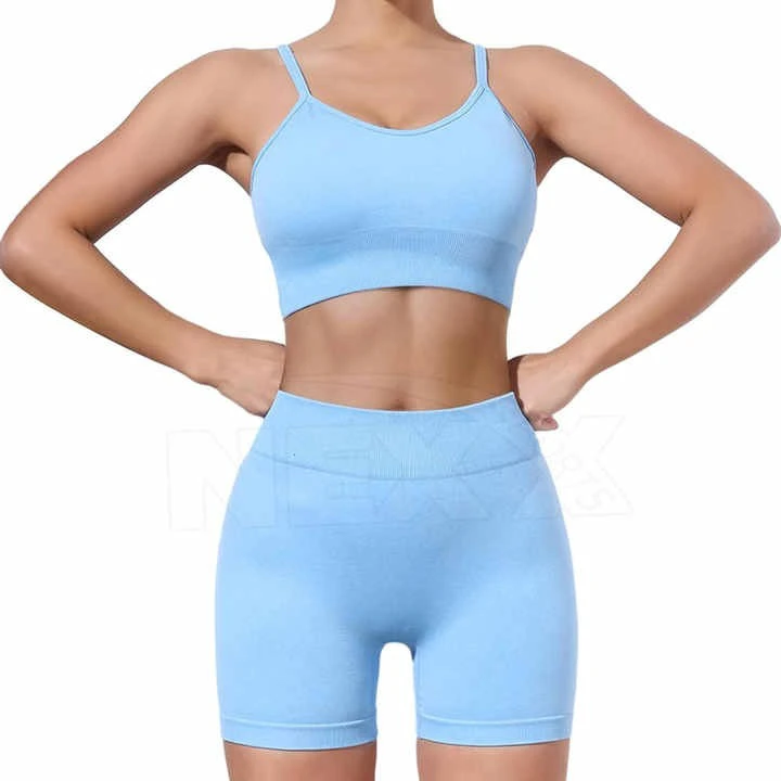 Wholesale Women's Sets Tik Tok Sportswear Sexy Cross Back Sports Bras High-quality Seam Leggings Gym Fitness 3-piece Yoga Sets