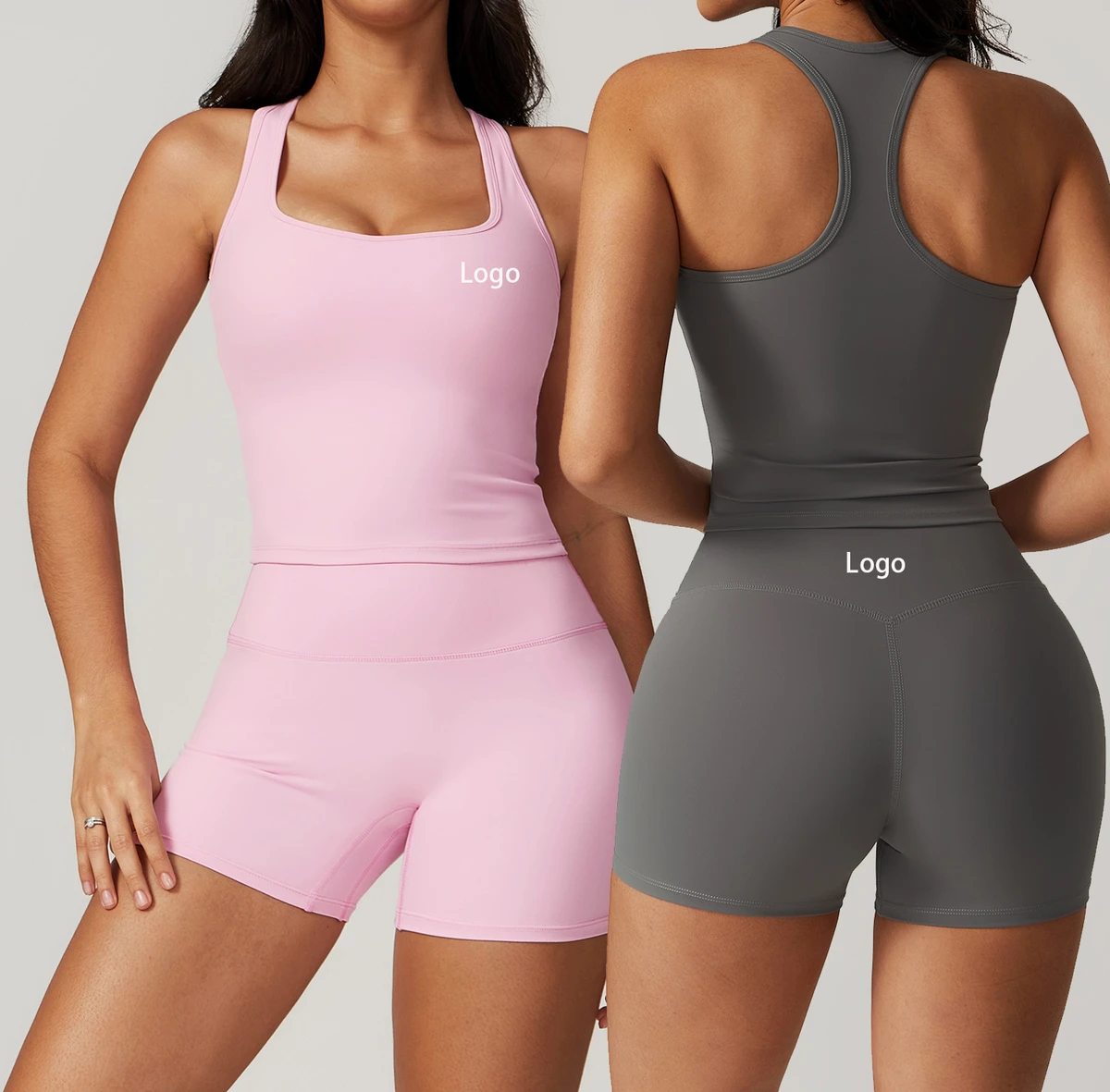 Beautiful Back Tight Yoga Clothing Suit Women Quick Drying High Waist Hip Lift Running Fitness Sports Vest Shorts Suit