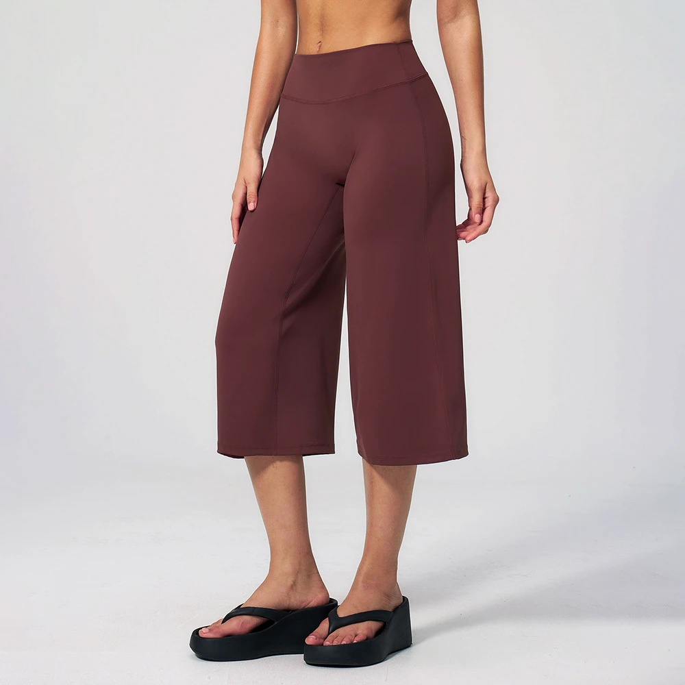 CIYING Women High Waist Capri Wide Leg Leggings Pants Brushed Cropped Yoga Tummy Control Fitness Workout Capri Leggings