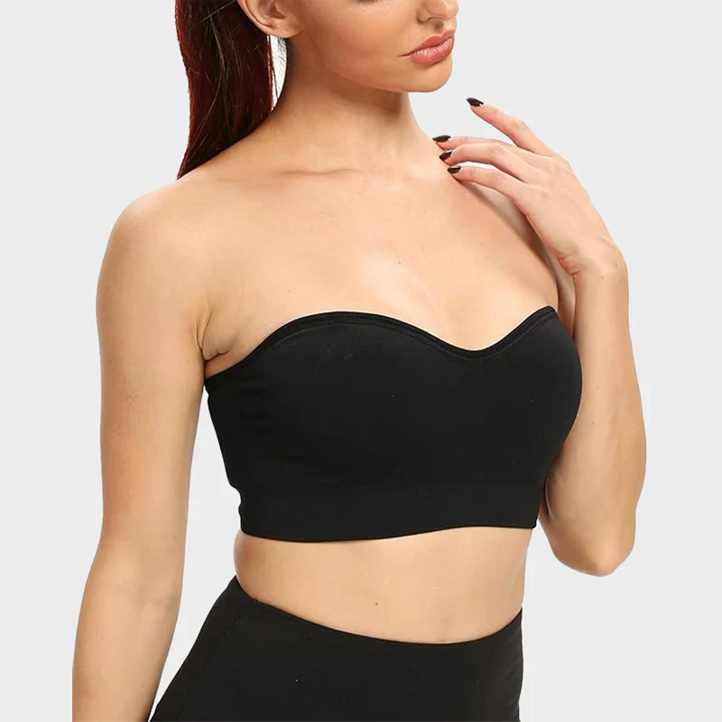 Women's Seamless Wire-Free Push-Up Bra Breathable Summer Strapless Non-Slip Chest Pad Solid One-Piece Full Cup Backless Lingerie