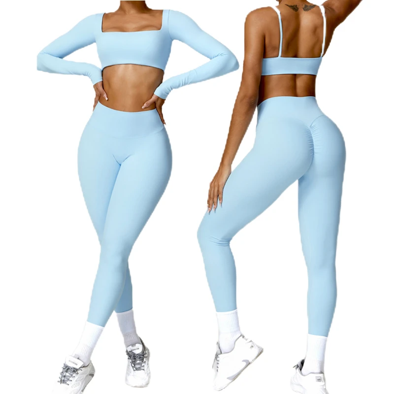 High-Waist Quick Dry Lightweight Fitness Wear Yoga 2-Piece Set Machine Sewn Plus Size Breathable Sports Running Yoga Sets