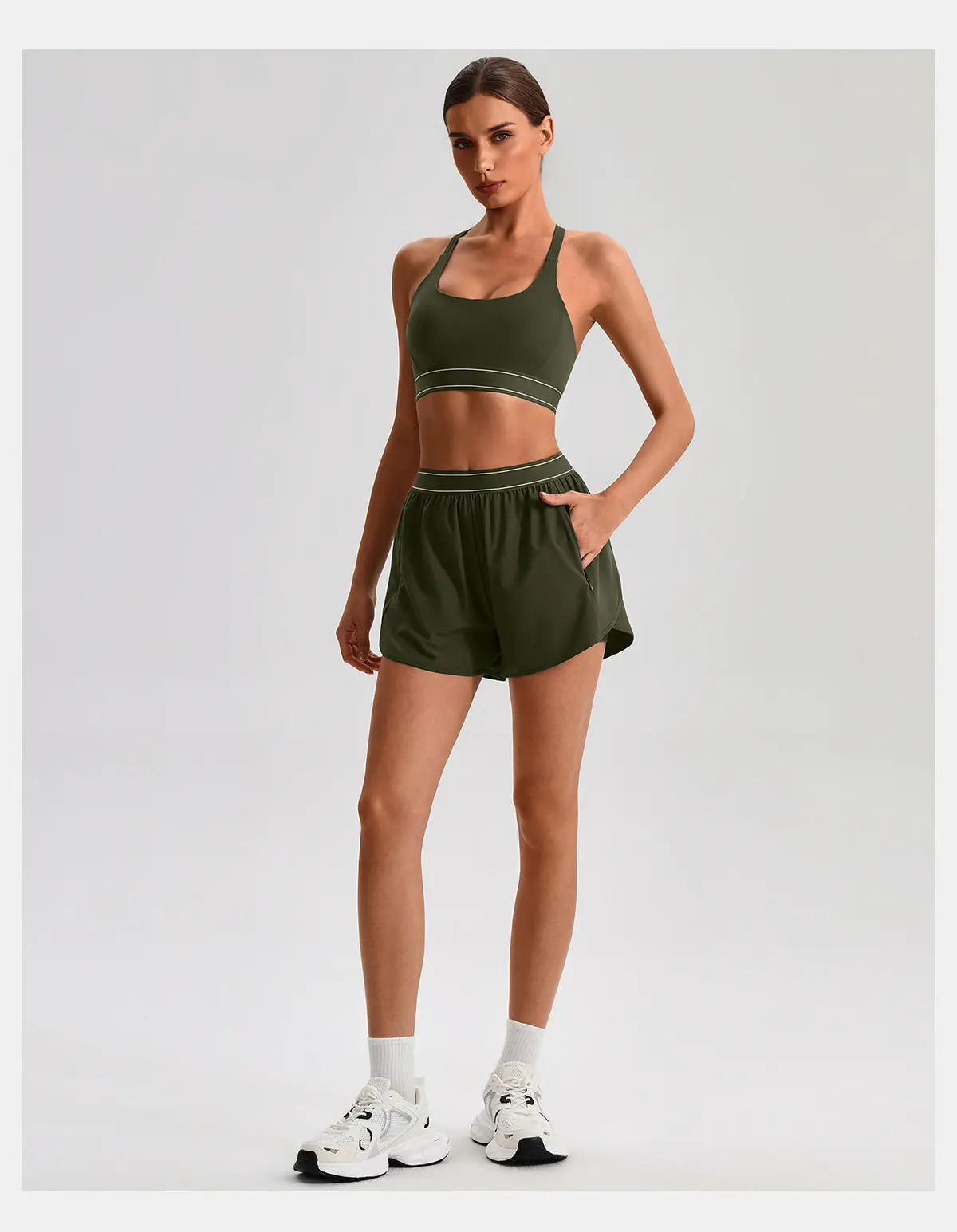 Custom Logo Nude Feeling 3 Piece Yoga Set Women Breathable Sports Bra Shorts and Leggings Fitness Gym Outfit