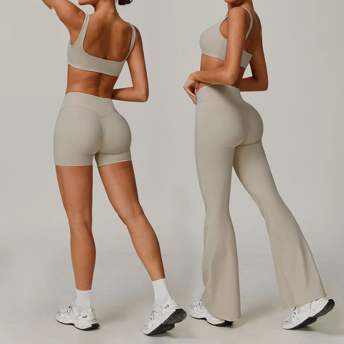 New Women Yoga Wear High Quality Sportswear Active High Waist Flare Pants Fitness Sports Bra Gym Yoga Sets Leggings for Women