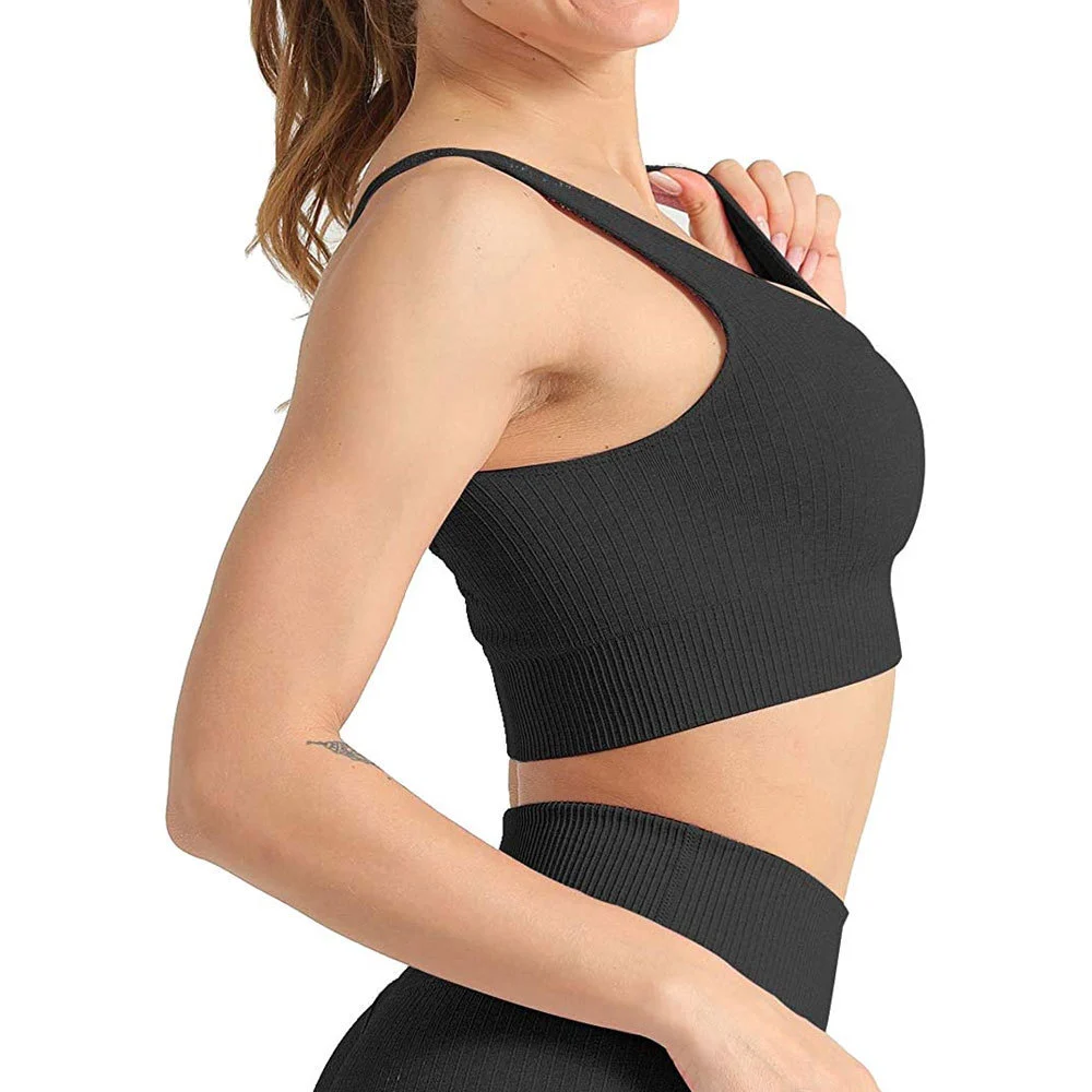 Women's Spring Fitness Yoga Set Solid Printed Eco-Friendly Skinny Moisture-Wicking Bra and High Waist Leggings