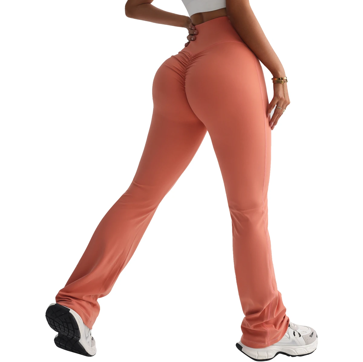 High-Waisted Flared Yoga Pants for Women-Butt Lifting Breathable Four-Way Stretch Plus Size Fitness Leggings