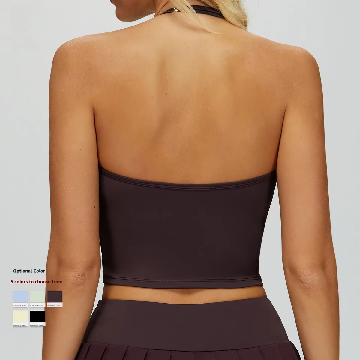 Women Halter Yoga Tank Top Removable Padded Yoga Bra Sexy Gym Fitness Wear Yoga Crop Top