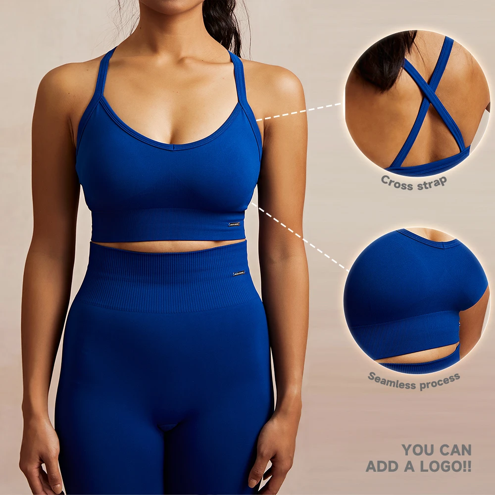 JIEJIN 2024 Quality Sexy Active Running Yoga Basic Strap High Stretch High Support Seamless Sports Bra