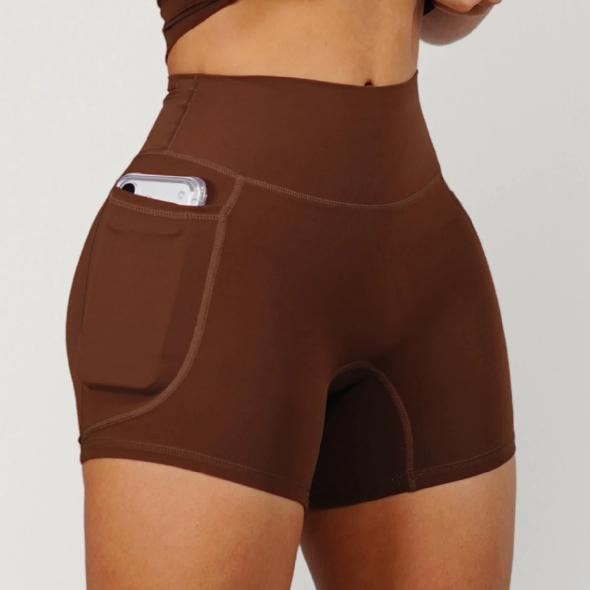 Women Sports Shorts High Waist Tummy Control Essentials Yoga Shorts Pocket Stretch Activewear Gym Fitness Running Wear