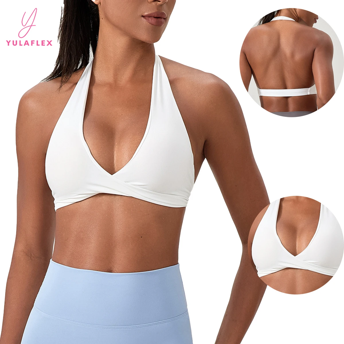 Hot Selling Twist Knot Yoga Bra Sexy Women's V Neck Fitness Sports Bra Fitness Workout Shockproof Yoga Wear