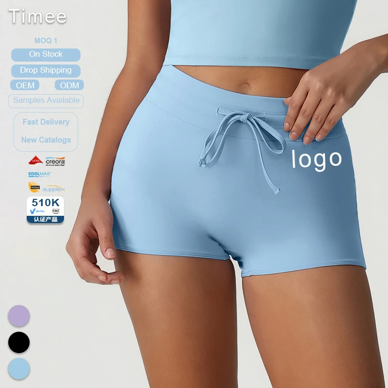 New High-waisted Lace-up Tight Yoga Shorts Hip-lifting High-elasticity Fitness Three-inch Pants Running Sport Shorts