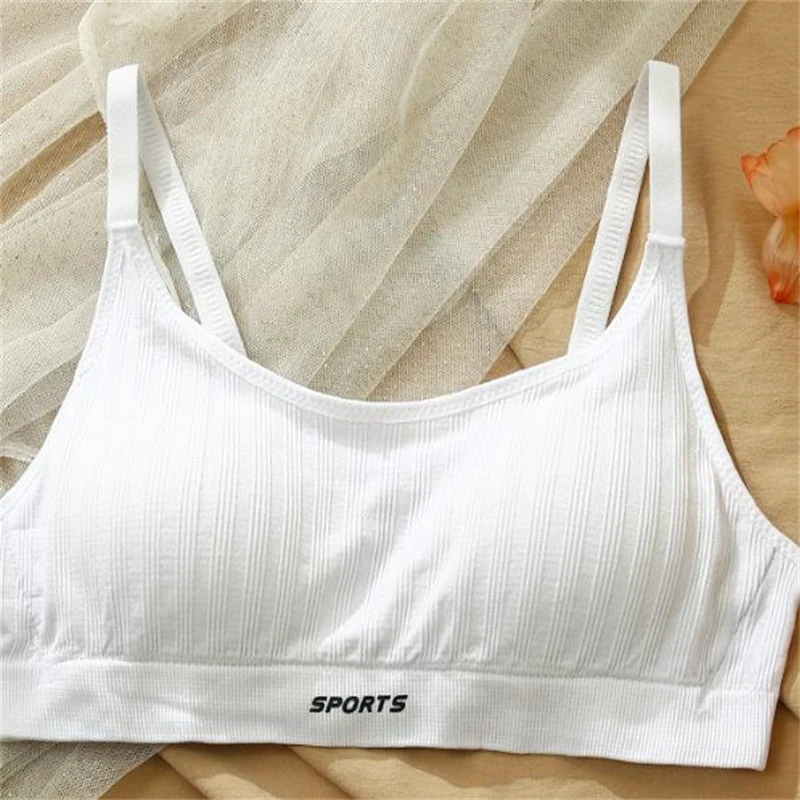 Girl's Soft Cotton Seamless Teenagers Training Cami Top Sports Bra