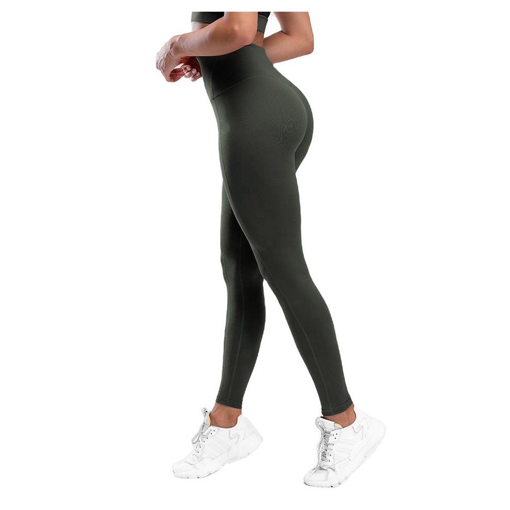 Women's High Waist Solid Yoga Leggings Full Length Seamless Four-Way Stretch Activewear Pants