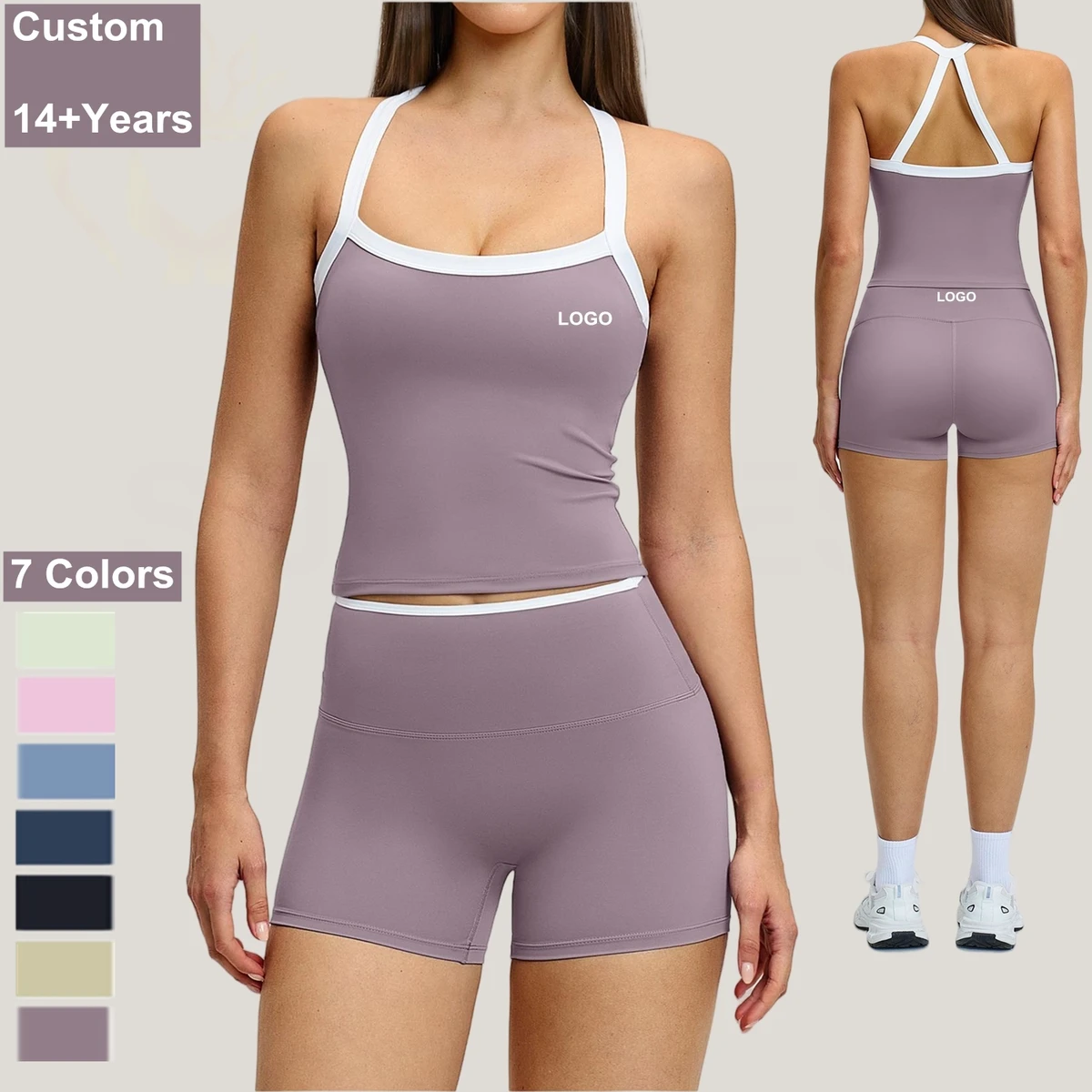 New Summer Women's Sportswear Set Fitness Clothing Activewear Breathable Sports Bra High Waisted Short Yoga Two Piece Set