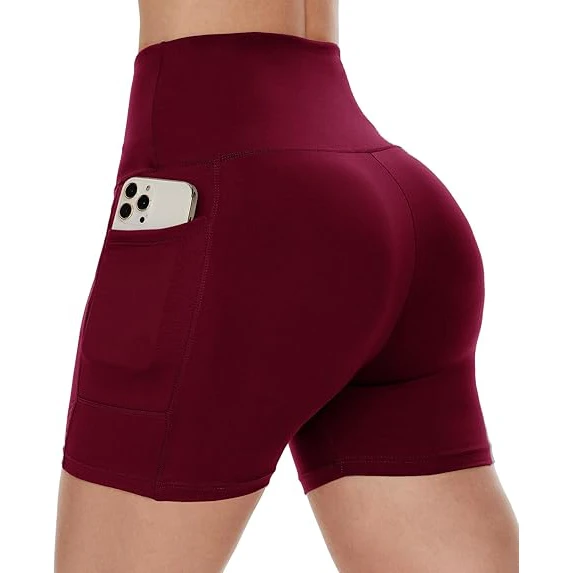 Women's Seamless High Waist Bike Shorts Solid Pattern Fitness Yoga Leggings Four-Way Stretch Quick Dry Gymnastics Sport Short