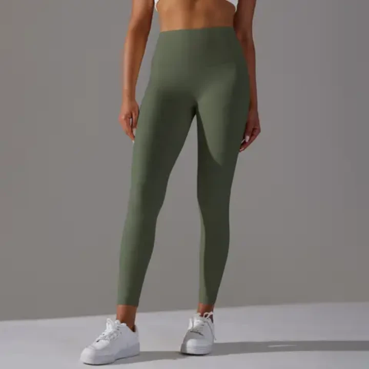 Custom Logo Solid Soft High-Waisted Yoga Leggings for Women Sports Running Pocket 100% Cotton Seamless Winter Anti-Bacterial