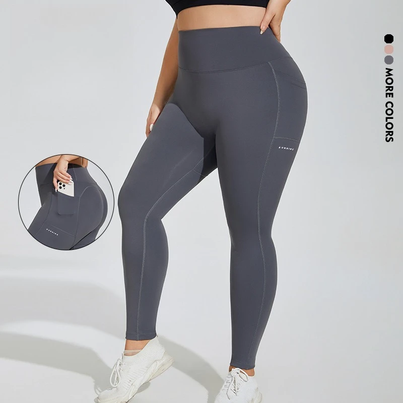 Custom LOGO Plus Size Women's Yoga Leggings High Waist Butt Lift Pockets Quick Dry Sports Fitness Yoga Wear