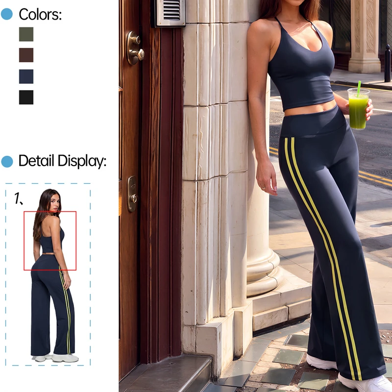 V-neck Solid Women's Yoga Suit Quick-Drying Sports Fitness 2-Piece Set Full Length Spandex/Nylon