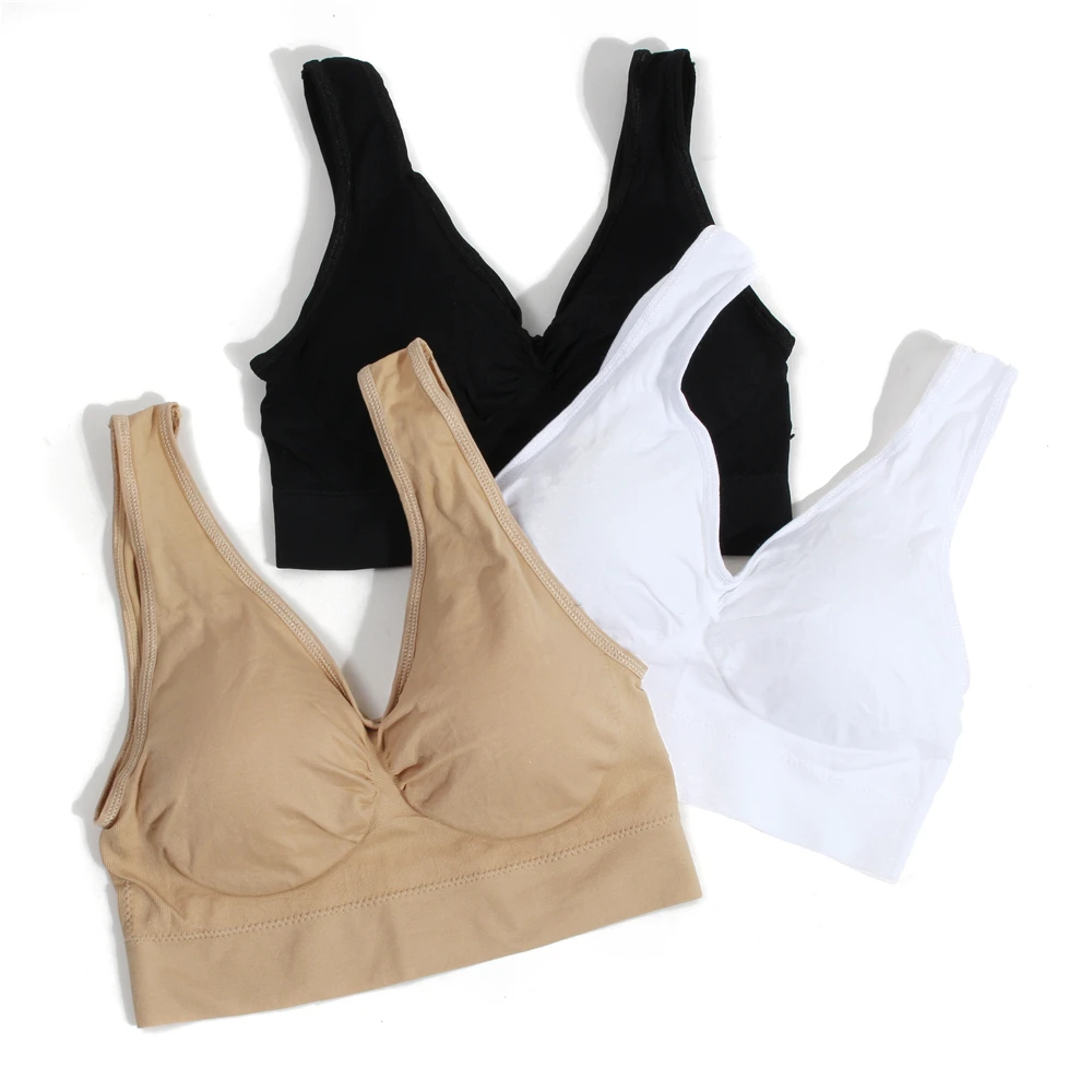 Women's Plus Size Seamless Push-Up Padded Bra Wireless Yoga & Fitness Sportswear In Black White Nude Colors