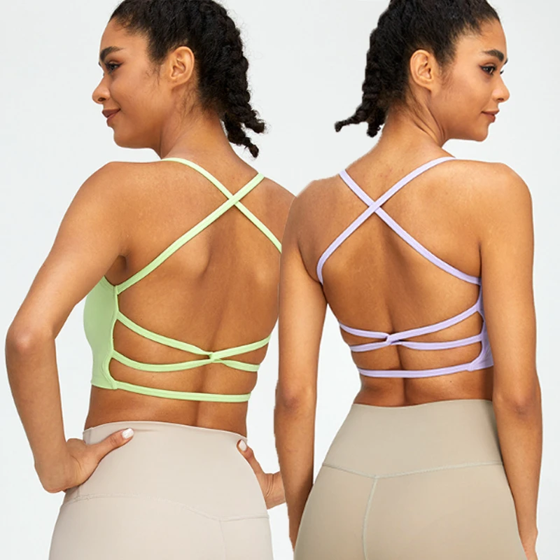 Every Day Fit Second Skin Collection Fitness Yoga Wear Thin Strap Cross Back Sports Bra Gym Fitness Sports Top
