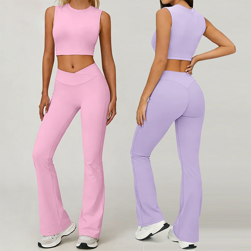 Women's Lightweight Casual Tracksuit Sleeveless Crop Top & High Waist Shorts Set Yoga Gym Workout Fitness Suit with Front Logo