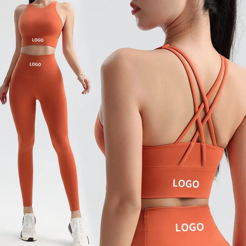 JOYYOUNG High Support Quick Dry Breathable Yoga Sports Bra & Leggings Workout Set for Women Removable Pads Soft Gym Active Wear