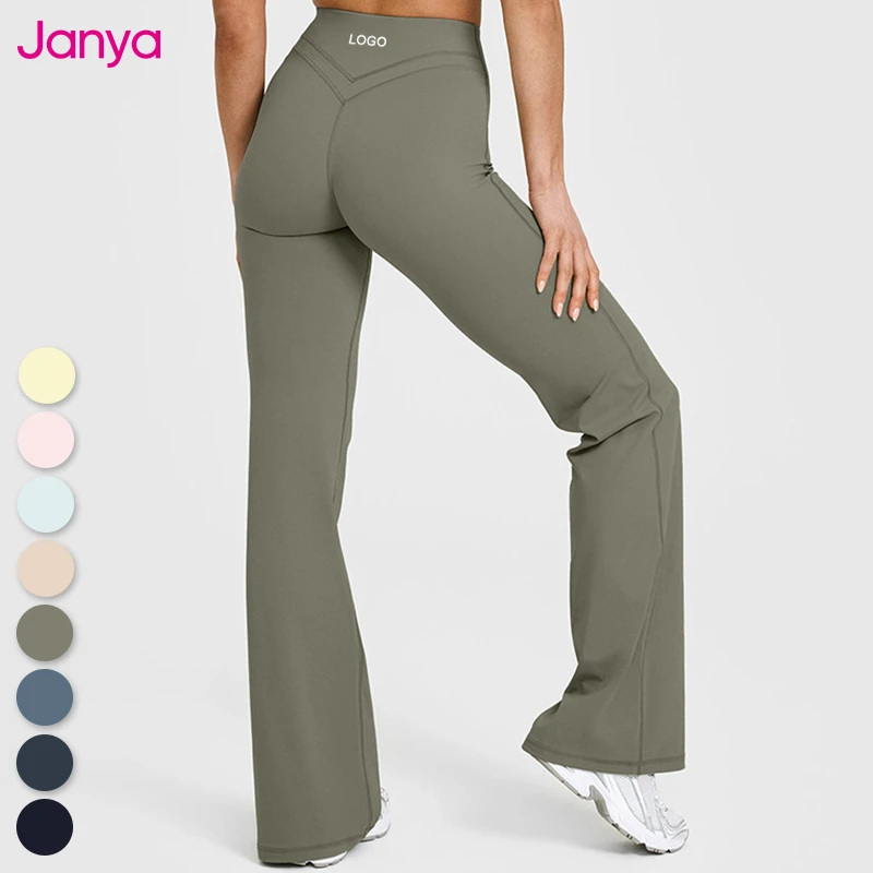 Janya High Quality Nylon Spandex High Waist Butt Lifting Flared Yoga Pants Gym Fitness Leggings For Women Workout Clothing