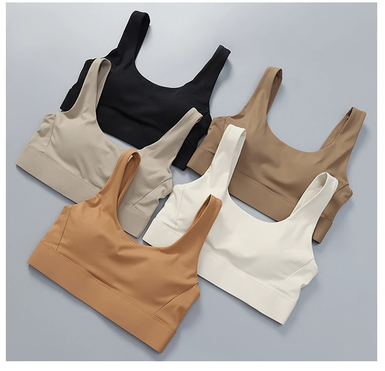 X1365 Custom Logo Nylon Spandex Fitness Buckle Yoga Wear Gym Workout Adjustable Strap Sports Bra for Women